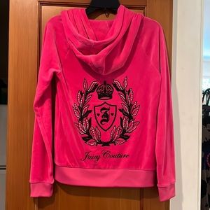 Juicy Couture small hot pink velour zip front jacket.